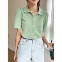 Áo thun cổ sen cài nút