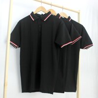 Áo Thun Cổ Sọc 3 Màu Thoitrang24h Nam Nữ Ngắn Tay Cổ Bẻ Polo Vải Cá Sấu 4 Chiều Ảnh Chụp Thật - Đen,M