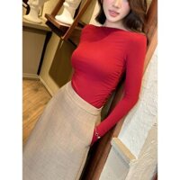 Áo Thun Cổ Thuyền Nữ Tôn Dáng Sang Chảnh, Áo Dài Tay Nữ 3 Kiểu Trễ Vai, Lệch Vai Phong Cách Trẻ Trung Camelliasexy A6