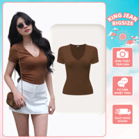 Áo Thun Cổ Tim Tay Ngắn Dáng Dài 2 Lớp Áo Thun Nữ Bigsize Chất Thun Cotton Borip Mếm Mịn Thoáng Mát AT196