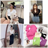 Áo thun cổ tim trơn