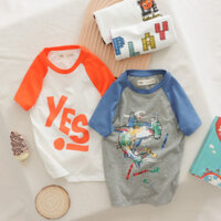 Áo thun cổ tròn cho bé Size từ 14kg đến 55kg chất vải cotton mềm mịn, thoáng mát có phối tay áo cá tính ATP02