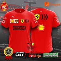 Áo thun cổ tròn mới thời trang, Áo nam đội đua công thức 1, Đội đua F1 Ferrari