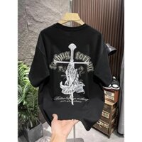 Áo thun cổ tròn ngắn in chữ thập Readystock dành cho các cặp đôi, áo cao cấp Mỹ