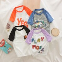 Áo thun cổ tròn phối tay áo cho bé Size từ 18kg đến 55kg chất vải cotton mềm mịn, thoáng mát có 4 màu cá tính ATPV01