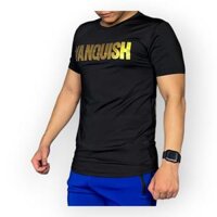 Áo thun cổ tròn tập gym nam DO GYM SHOP vạt bầu, chất thun lạnh thoáng mát khi chơi thể thao, mặc nhà - Đen chữ vàng - XL 75 - 85kg dưới 1m85