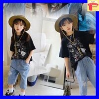 Áo thun cộc tay bé gái 4-12 tuổi hình nhiều Gấu đính nơ, Áo phông cho bé hàng Quảng Châu cao cấp dáng thời trang