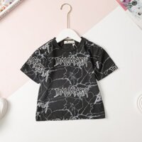 Áo thun cộc tay cotton Bé trai LITIBABY tia chớp cổ tròn size đại 31kg - 55kg