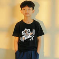 Áo thun cộc tay cotton CT25 in hình One Piece Vua Hải Tặc Luffy Gear 5 05 bé trai 2024