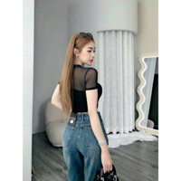 Áo thun cộc tay pha lưới