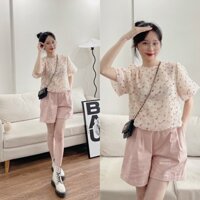 Áo Thun Cộc Voan Hoa Nhí 2 Lớp Tay Bồng Tiểu Thư Sang Trọng Trẻ Trung V007