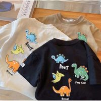 Áo thun cotton basic in hoạ tiết khung long siêu yêu cho bé