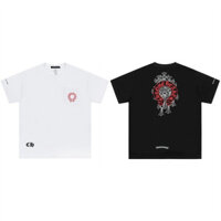 Áo thun Cotton cao cấp dành cho nam và nữ, Áo ngắn tay chéo Áo thun cổ tròn thời trang