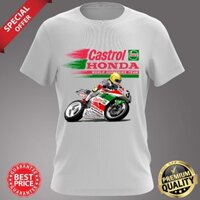 Áo thun Cotton cổ tròn Baju Vintage Castrol Honda World Superbike Team Superbike