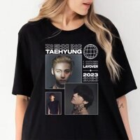 Áo Thun cotton Cổ Tròn Tay Ngắn In Hình kpop bangtan v kim tae hyung layover Cho Nam Và Nữ