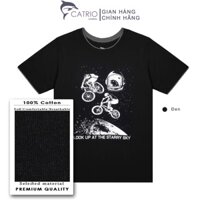 Áo thun cotton cộc tay mềm mát bé trai, áo phông ngắn tay BIG SIZE cho bé trai Catrio in xe đạp bay 9-12 tuổi