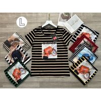 Áo thun cotton dẻo Quảng Châu , áo thun sọc nữ in hình kết đá giao hình ngẫu nhiên _ngọc loan shop.( ảnh tự chụp )