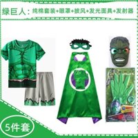 Áo Thun Cotton + Găng Tay + Khẩu Trang In Hoạt Hình Hulk Thời Trang Mùa Hè Cho Bé Trai 6 Tuổi