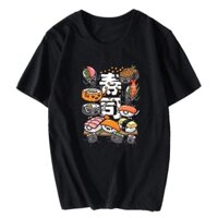 Áo Thun Cotton Họa Tiết Manga Sushi Nhật Bản Dễ Thương Phong Cách Harajuku Đường Phố Harajuku Cho Nam