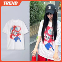 Áo thun Cotton KPOP AESPA KARINA cỡ lớn thời trang Hàn Quốc dáng rộng “DON `T CARE ” Áo thun ngắn tay in hình dành cho nam và nữ Áo sơ mi thường ngày đường phố mùa hè Tee