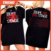 Áo thun Cotton KPOP BANGTAN J-HOPE Merch "HOPE ON THE STAGE WORLD TOUR" Áo thun ngắn tay in hình dành cho nam và nữ cỡ lớn Áo sơ mi thông thường thời trang cổ điển Tee