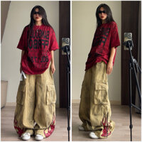 Áo Thun Cotton Loang Đỏ Đen Form Rộng Cao Cấp LOẠI 1, phong cách Streetstyle Siêu Cá Tính (ảnh thật)