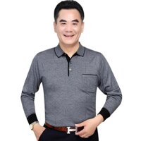 Áo Thun Cotton Mỏng Tay Dài Có Túi Dành Cho Nam Giới Độ Tuổi Trung Niên 40-50 - 50-60 - 50