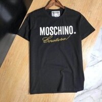 Áo thun Cotton Moschino Áo sơ mi nam nữ có Logo hàng đầu màu vàng thông thường