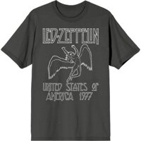 Áo thun cotton nam Led Zeppelin Rơi Icarus 1977 Cổ tròn tay ngắn than Áo thun nam Vận chuyển nhanh