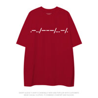Áo Thun Cotton Nam Nữ Unisex Tay Lỡ Freesize - hình mã Morse