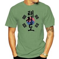 Áo thun cotton nam Taekwondo Cờ Kanji Áo Ngôn ngữ Hàn Quốc Ngôn ngữ Hàn Quốc Tae Kwon Do Ngôn ngữ Hàn Quốc Taekwondo