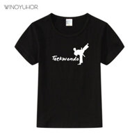 Áo thun cotton nam Thiết kế Taekwondo trẻ em Áo thun in họa tiết cho trẻ mới biết đi Quần áo bé trai bé gái Taekwondo Áo thun cho bé