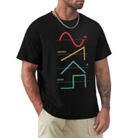 Áo thun cotton nam Vintage Analog Synthesizer Techno Waveform Synth Nerd T Áo Sơ Mi Đồ Họa Dạo Phố Tay Ngắn