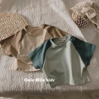 Áo Thun Cotton Ngắn Tay Phối Màu Thời Trang Mùa Hè Hàn Quốc Dành Cho Bé Trai Gái