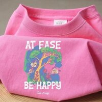 Áo thun Cotton ngắn tay Dopamine nữ năm mới 2025 in màu hồng Áo thun bé gái