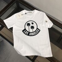Áo thun cotton nguyên chất của Moncler tay ngắn hợp thời trang nam nữ cổ tròn in họa tiết giản dị