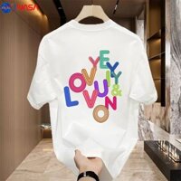 Áo thun cotton nguyên chất LV11 mùa hè mới của Mỹ cổ tròn thông thường thẻ ngắn tay + nhãn