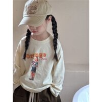 Áo Thun cotton Tay Dài Màu Trơn Thời Trang Xuân Thu Cho Bé