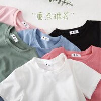 Áo Thun Cotton Tay Lỡ Màu Sắc Kẹo Ngọt Thời Trang Mùa Hè Dành Cho Bé Gái 1-12 Tuổi