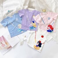 Áo Thun Cotton Tay Ngắn In Hoạt Hình Công Chúa 3D Thời Trang Mùa Hè 2023 Cho Bé Gái