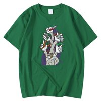 Áo Thun Cotton Thời Trang Vintage Nam Tee Áo Xuân Hè Áo Hình Xăm Cánh Tay Giữ Dao Và Súng In Áo Ngắn