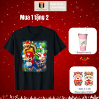 Áo Thun Cotton Unisex HTFashion in hình Nintendo Super Mario Luigi Bowser Spray Paint-8954
