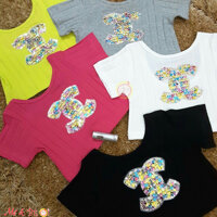 Áo thun crop top chanel cho bé gái
