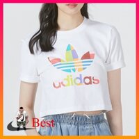 Áo Thun Crop Top Tay Ngắn Cổ Tròn In Logo Adidas Thời Trang Mùa Hè 2022 HP0111