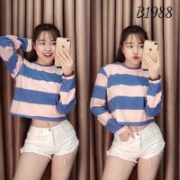 Áo Thun Croptop Dài Tay Sọc Ngang Lớn Phối Màu Trẻ Trung Otis EVA AO 30092S1 [bonus]