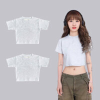 Áo thun croptop gân phong cách Y2K dày dặn cao cấp, chất cotton co giãn, form chuẩn i hình siêu xinh Happy Studio