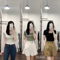 Áo thun croptop ngắn tay cổ vuông - 92A08