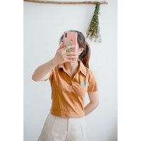 Áo thun croptop nữ có cổ - Da