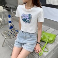 Áo thun croptop nữ form rộng, áo hở rốn nữ tay ngắn thể thao cao cấp dạo phố đẹp mã AT17