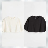 Áo Thun Croptop Nữ H&M Chuẩn Auth 100% Cotton Form Rộng Co Dãn Thoải Mái Mặc Ngoài Năng Động